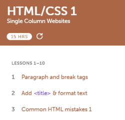 Code Avengers HTML/CSS 1: Single Column Websites Curriculum