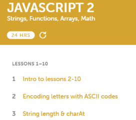 Code Avengers Javascript 2: Strings, Functions, Arrays, Math Curriculum
