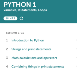 Code Avengers Python 1: Variables, If Statements, Loops Curriculum