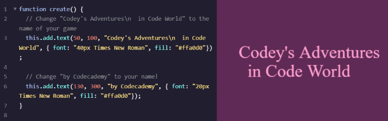 Codecademy Learn Game Development with Phaser.js Activity