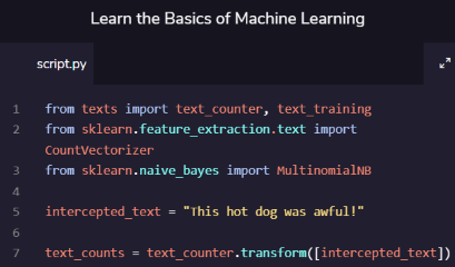 Codecademy Learn the Basics of Machine Learning Activity