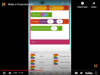 Hopscotch Make a Fireworks App on iPad/iPhone Video