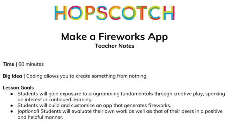 Hopscotch Make a Fireworks App on iPad/iPhone Lesson